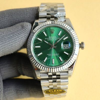Clean Factory Rolex Datejust 2836-2 Green Face Watch 41mm
